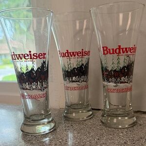 Budweiser Red and Black Clydesdales Pilsner Glass Set